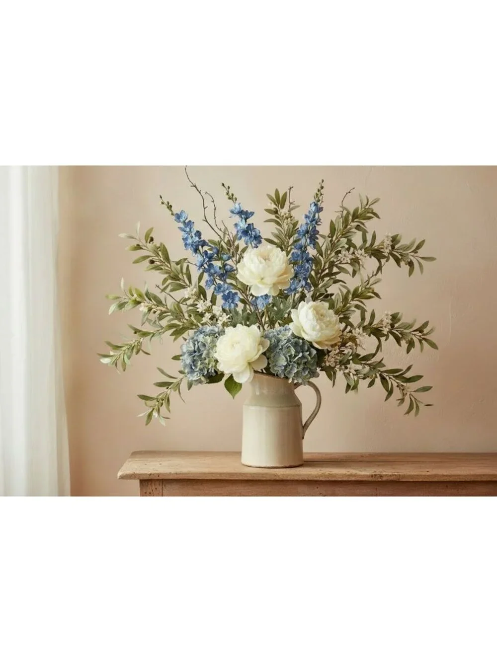 Blue Artificial Flower Stems Set of 3, 33 Inch Dusty Cobalt Silk Spike Flowers,